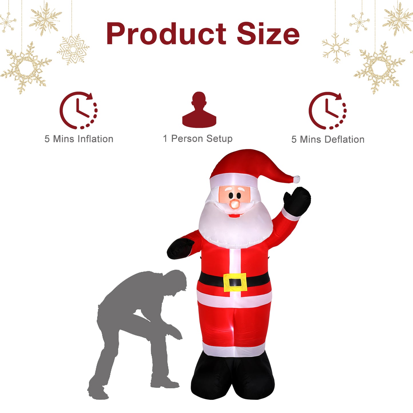 8ft with 4 String Lights Inflatable Garden Santa Claus Decoration