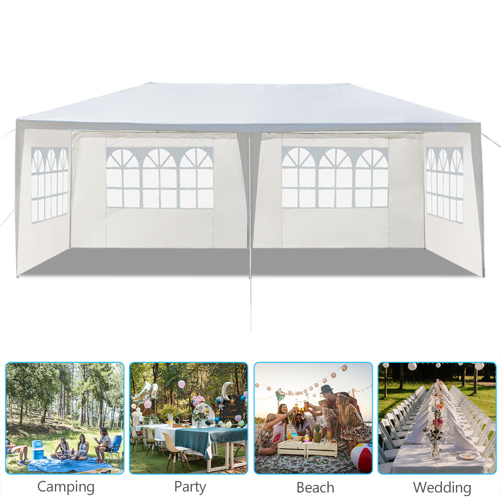 10'X20' Outdoor Party Tent with 4 Removable Sidewalls, Waterproof Canopy Patio Wedding Gazebo, White