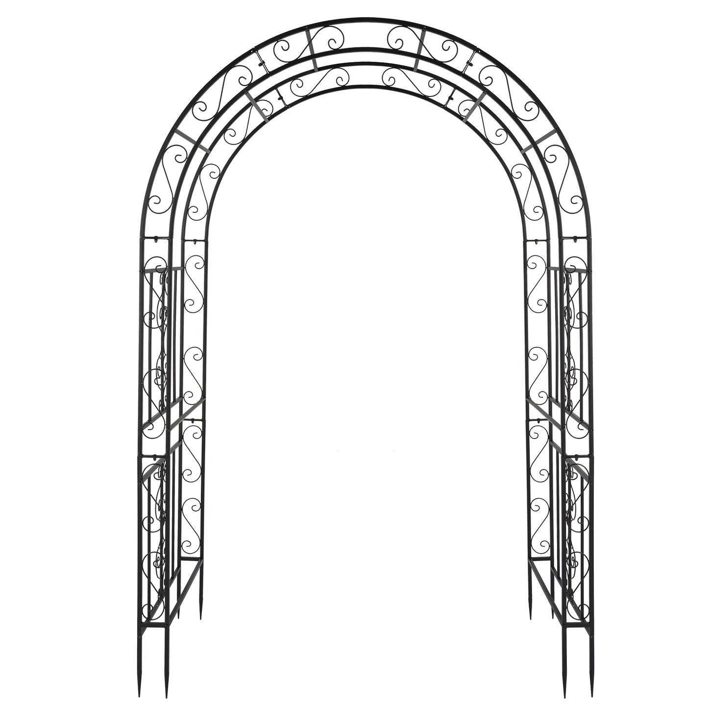 134*59*213cm Double Layer Iron Art Arc Top Iron Arch Black