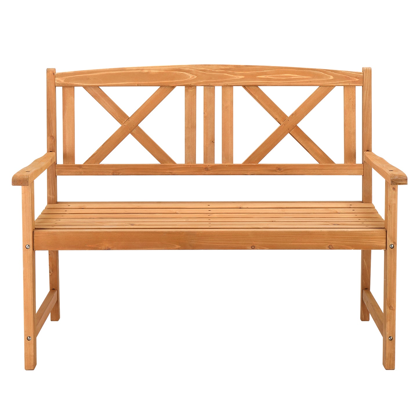 117*61*90cm Outdoor Garden Fir X Back Wooden Bench Burlywood