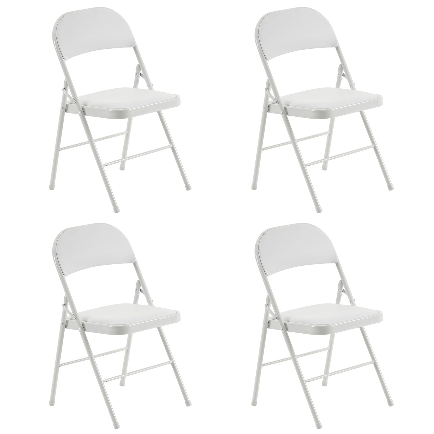 4pcs Elegant Foldable Iron & PVC Chairs for Convention & Exhibition White