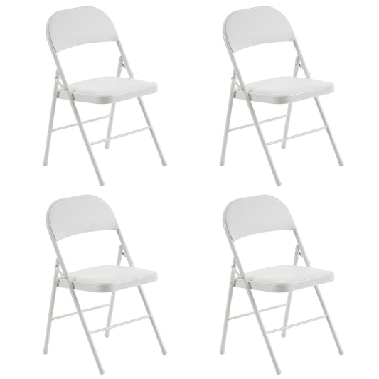 4pcs Elegant Foldable Iron & PVC Chairs for Convention & Exhibition White