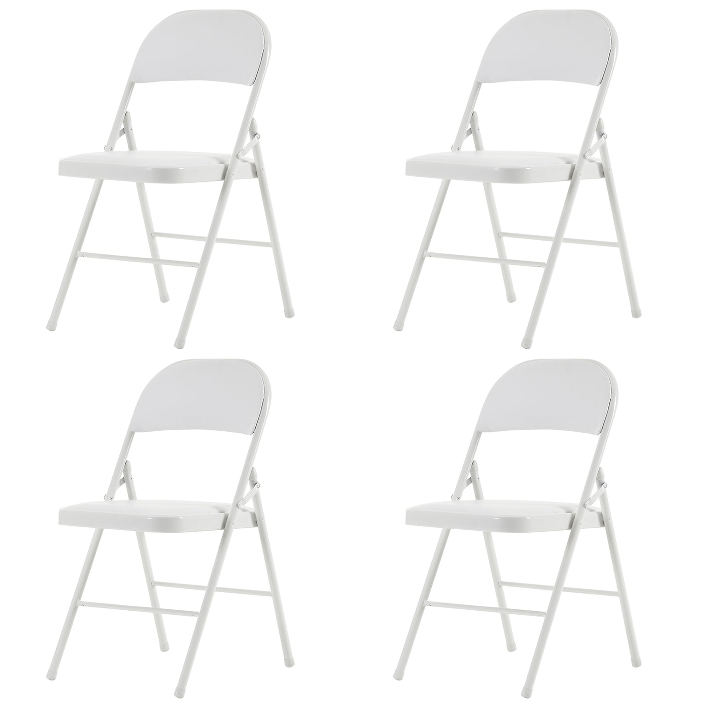 4pcs Elegant Foldable Iron & PVC Chairs for Convention & Exhibition White