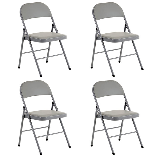 4pcs Elegant Foldable Iron & PVC Chairs for Convention & Exhibition Gray