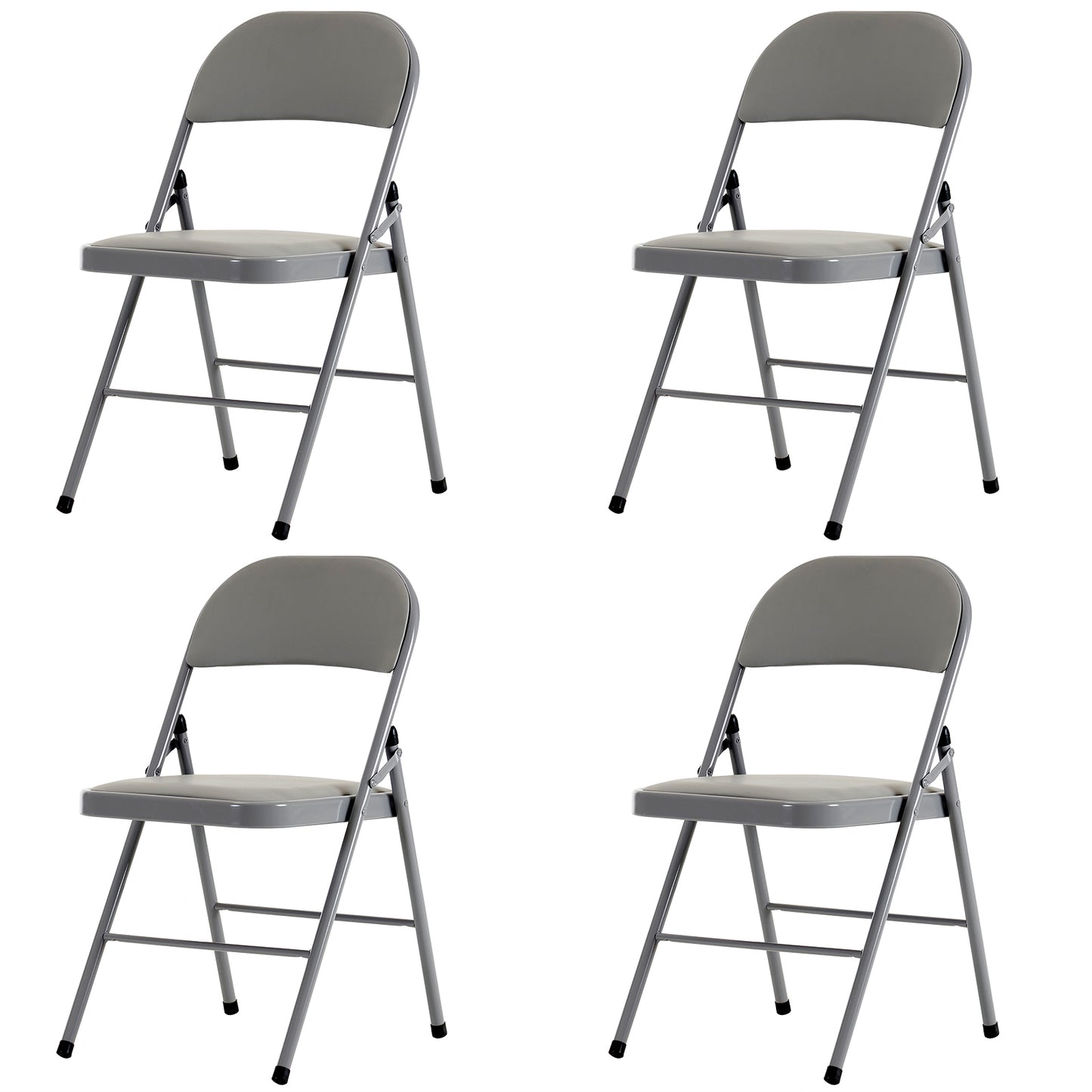 4pcs Elegant Foldable Iron & PVC Chairs for Convention & Exhibition Gray