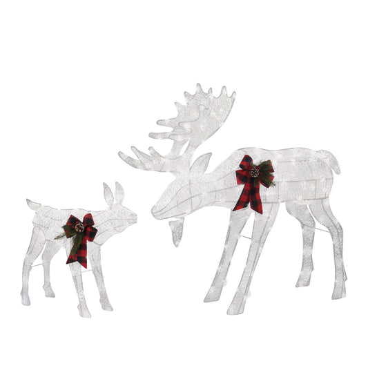 2pcs 4ft 30V 3.6W Moose Family 200LED Leather String Light Garden Moose Decoration White