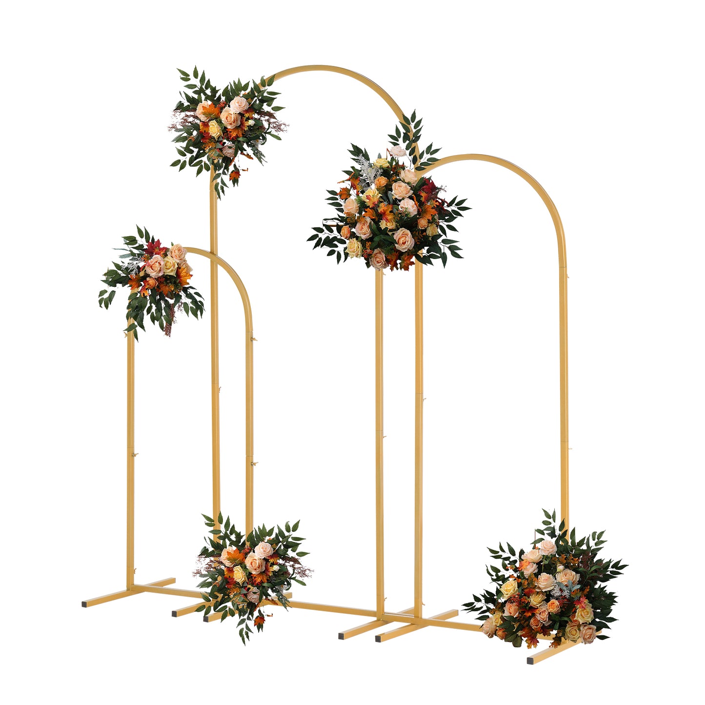 (5.9ft+4.9ft+3.9ft) Three-Piece Set Wedding Arc Top Iron Art Wedding Iron Arch Gold