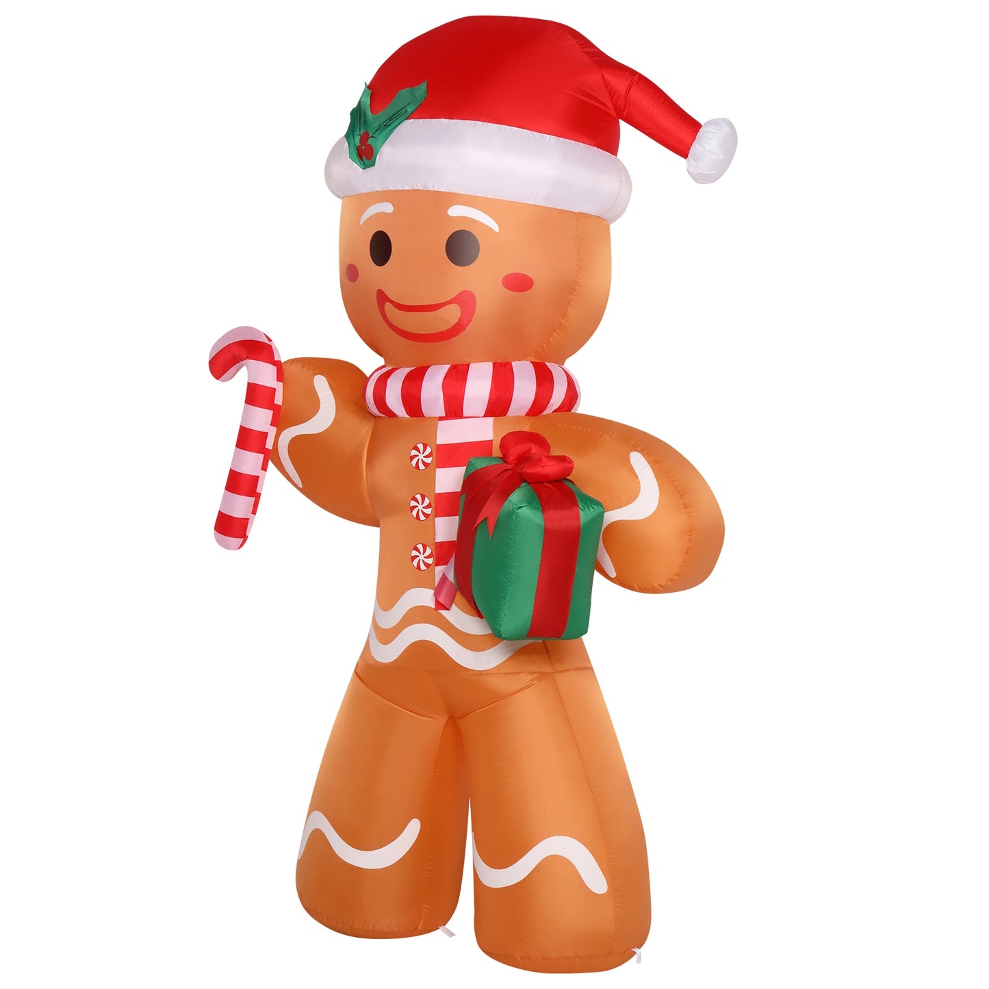 8ft 15W 5 LED Lights Gingerbread Man Holding Gift Garden Gingerbread Man Decoration