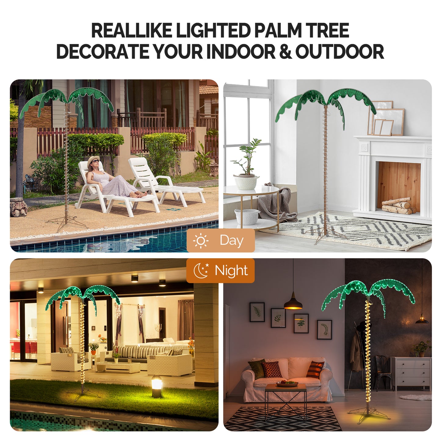 7ft 306 Lights 31V 6W Coconut Tree Lights Garden Tree Lights Decoration