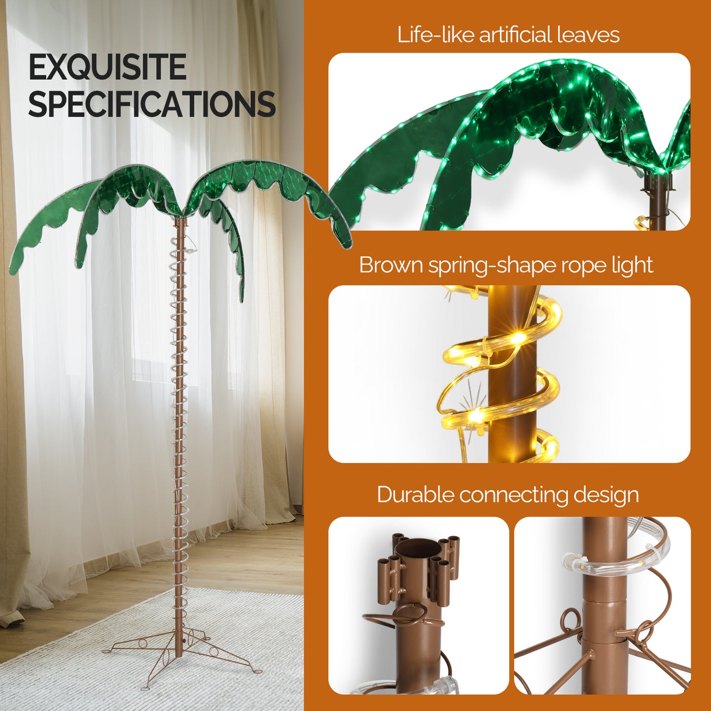 7ft 306 Lights 31V 6W Coconut Tree Lights Garden Tree Lights Decoration