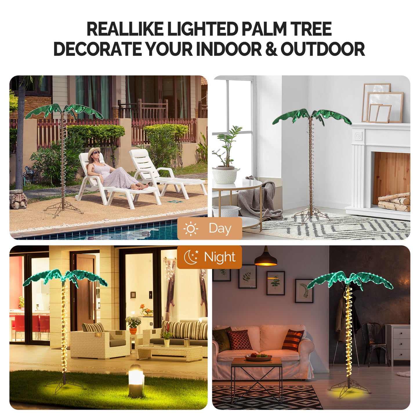 5ft 207 Lights 31V 6W Coconut Tree Lights Garden Tree Lights Decoration