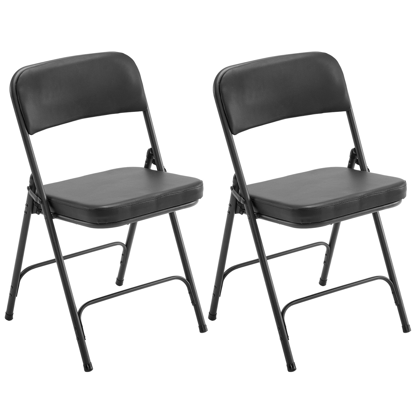 2 Pack Metal Folding Chairs with Padded Seat and Back, for Home and Office, Indoor and Outdoor Events Party Wedding, Black