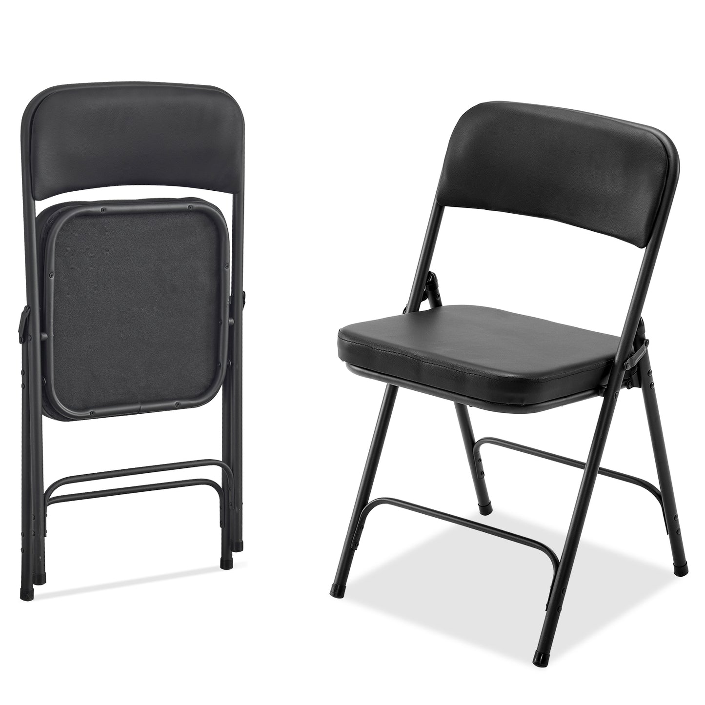 2 Pack Metal Folding Chairs with Padded Seat and Back, for Home and Office, Indoor and Outdoor Events Party Wedding, Black