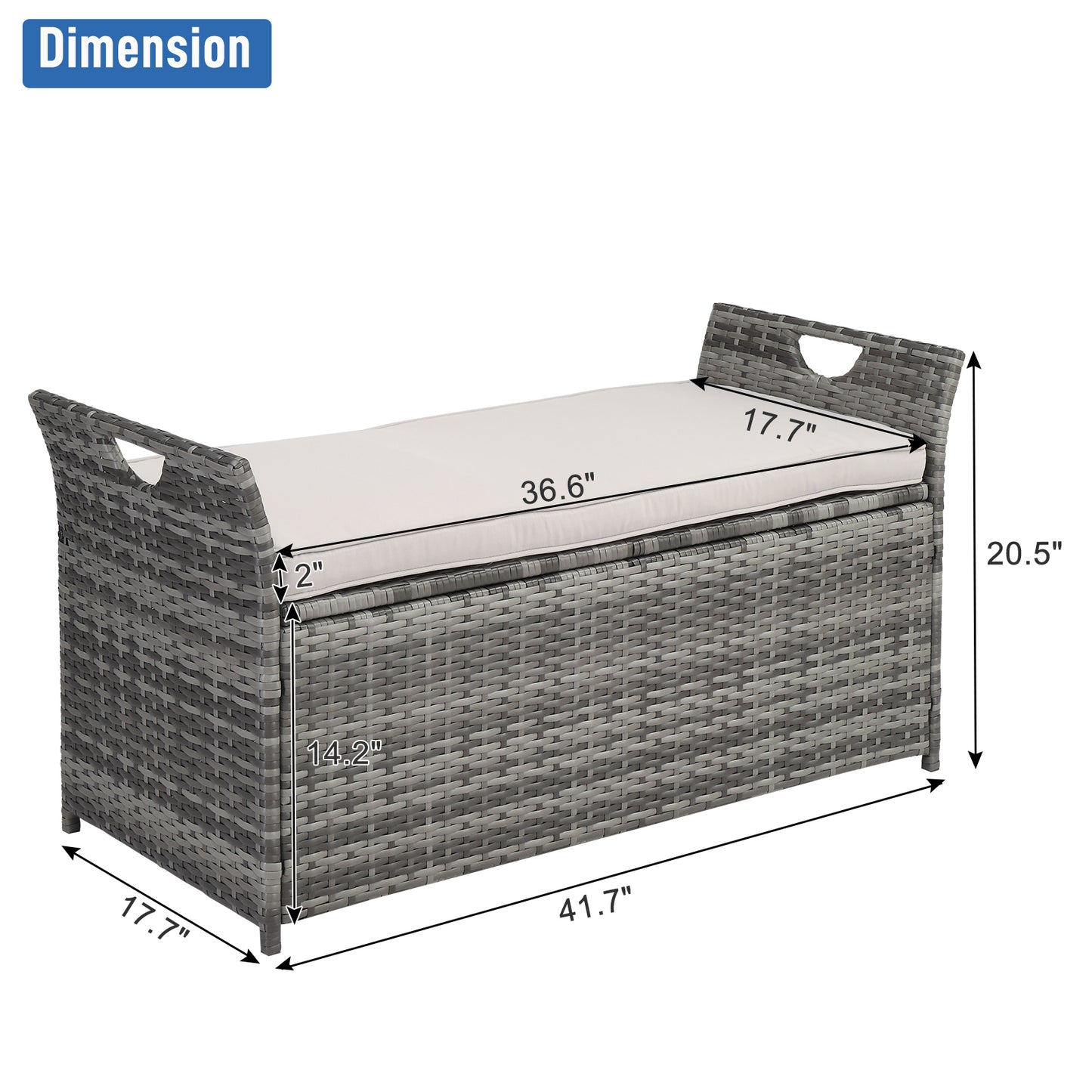 106*52*46cm Iron Frame Can Accommodate Gray Gradient Footstool Locker Rattan Locker