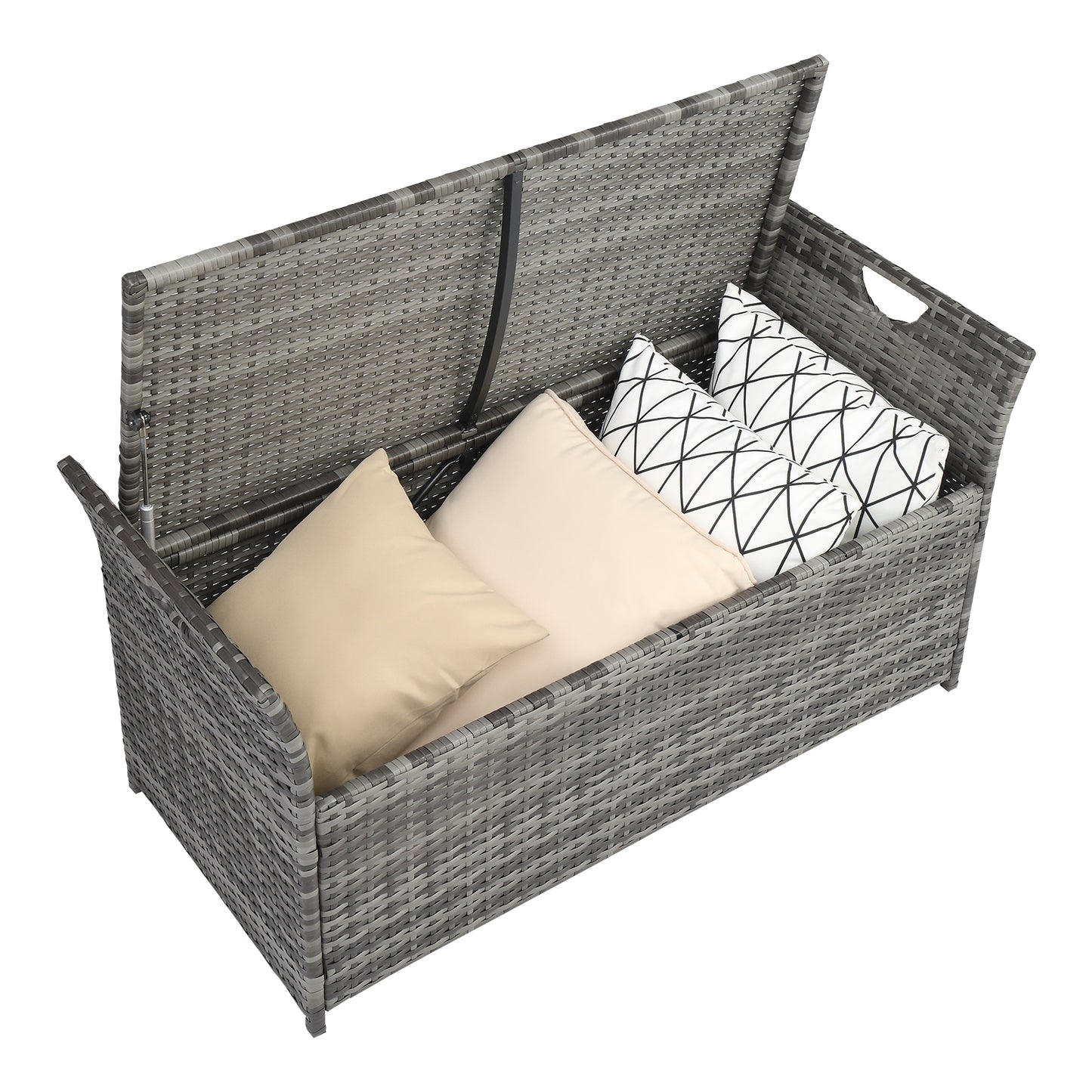 106*52*46cm Iron Frame Can Accommodate Gray Gradient Footstool Locker Rattan Locker