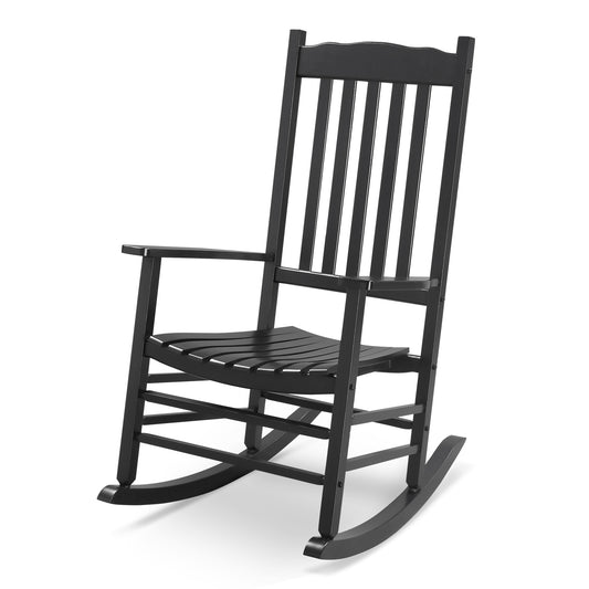 68.5*86*115CM Square Wooden Rocking Chair Wavy Backboard Black