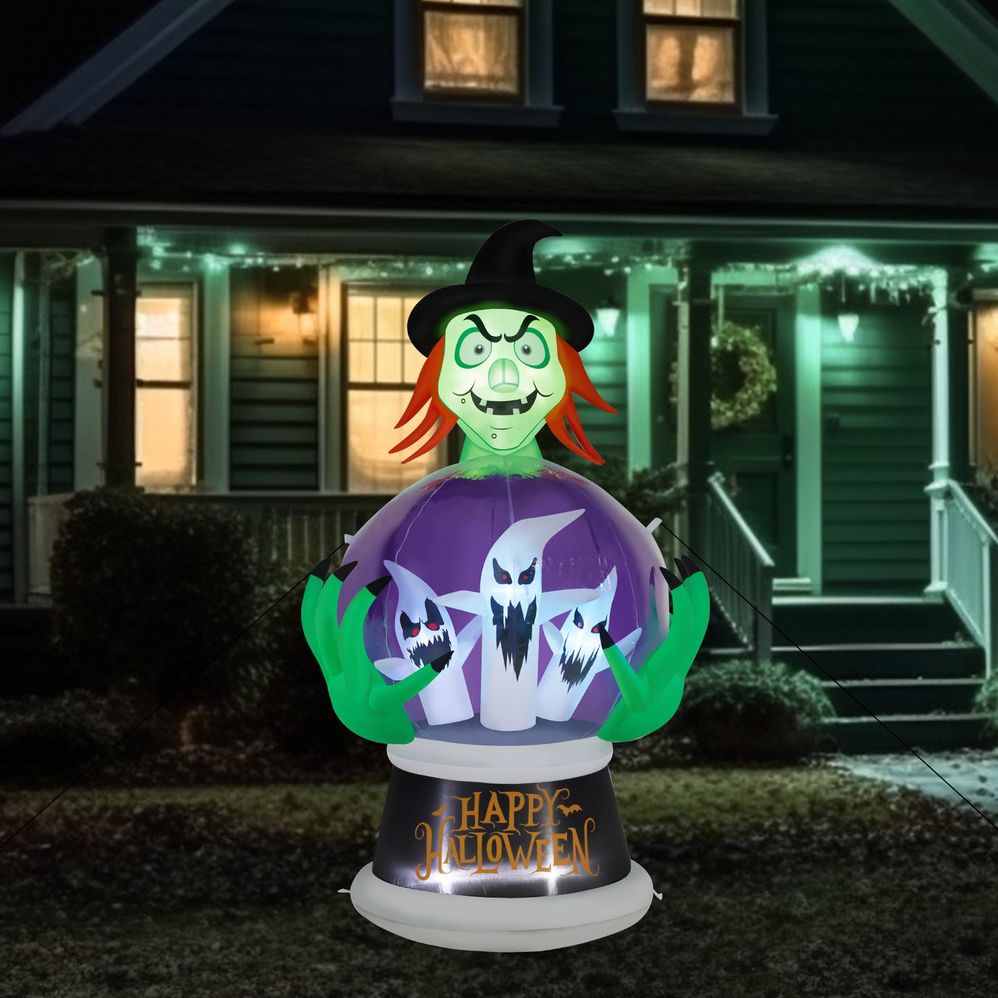 5.9ft Witch & Crystal Ball Inflatable Halloween Decoration