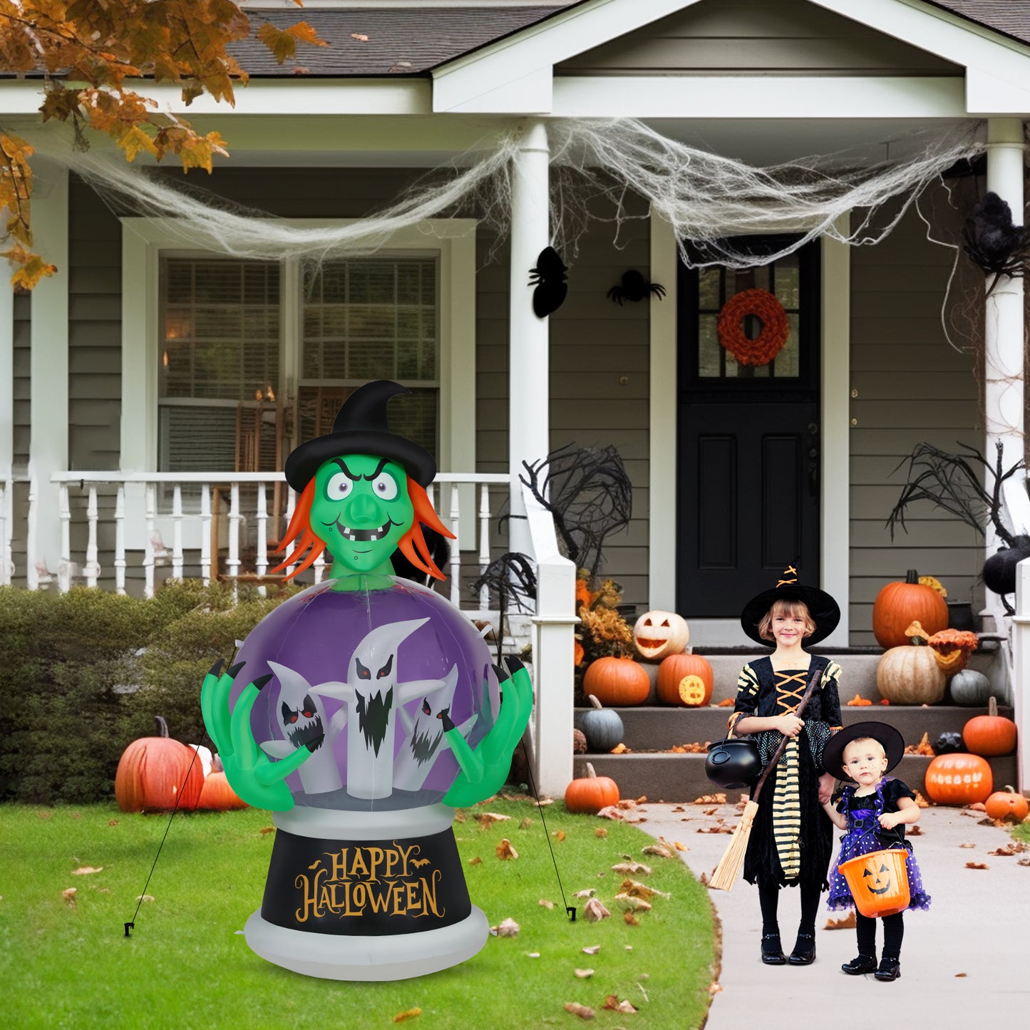 5.9ft Witch & Crystal Ball Inflatable Halloween Decoration