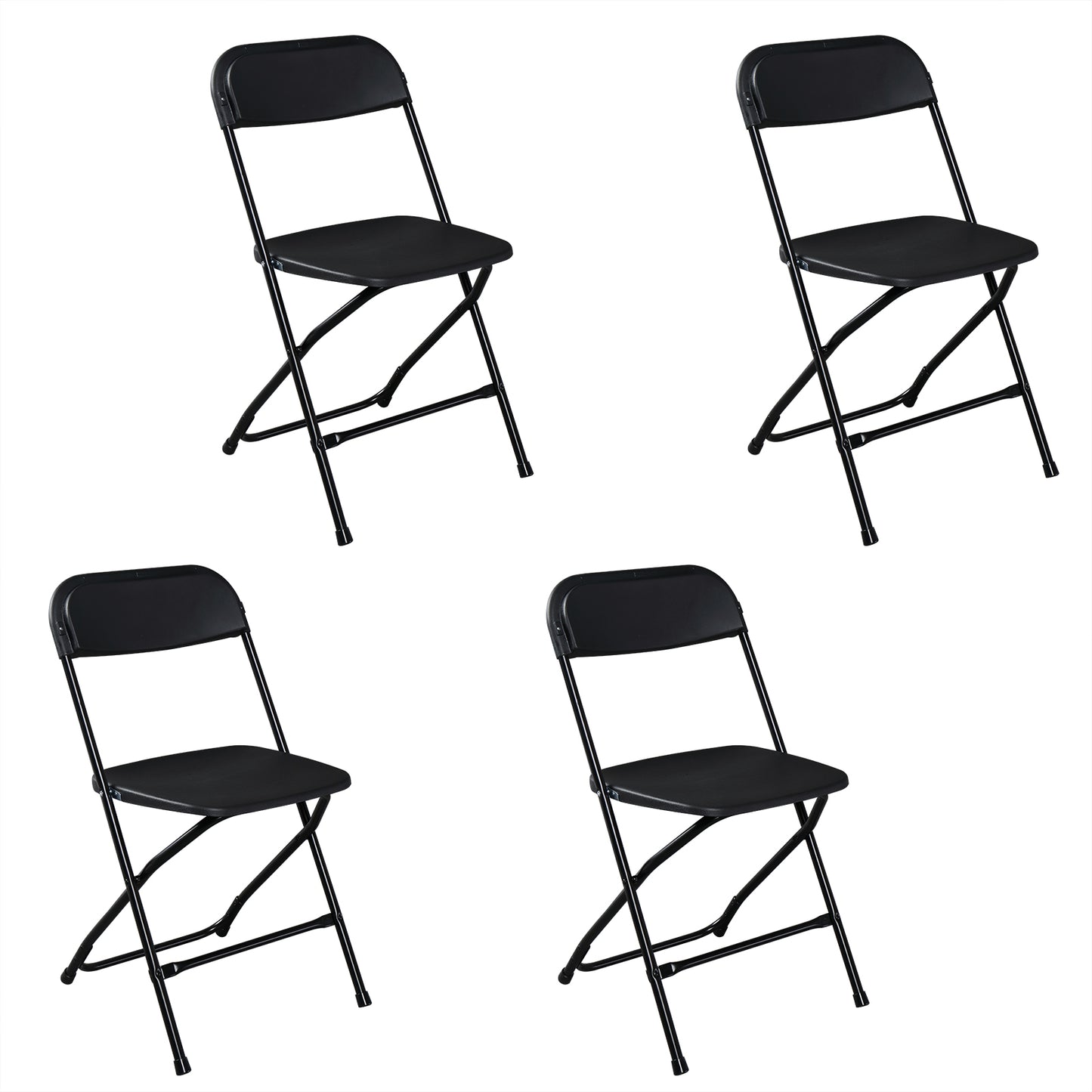 4pcs Injection Molding Classic Garden Plastic Folding Chair Black