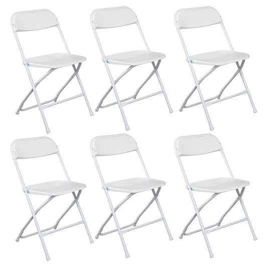 6pcs Injection Molding Classic Garden Plastic Folding Chair White