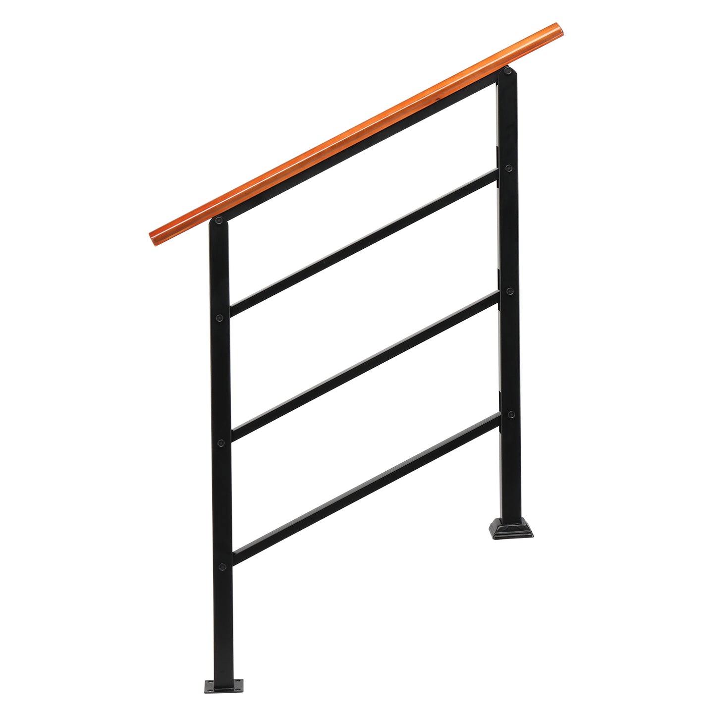 Handrails for Outdoor Steps, Wrought Iron Solid Wood Hand Railing for Concrete Steps, Porch Steps, Wooden Steps, Fits 1 to 3 Steps