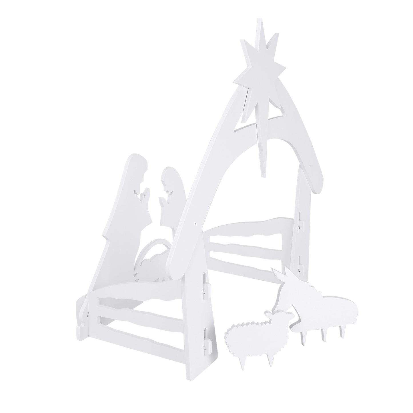 116*53*118cm PVC Nativity Garden Jesus Decoration White