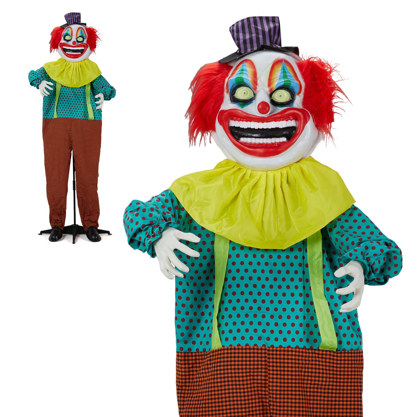 6ft Yellow Eyed Clown Outdoor Halloween Decorations