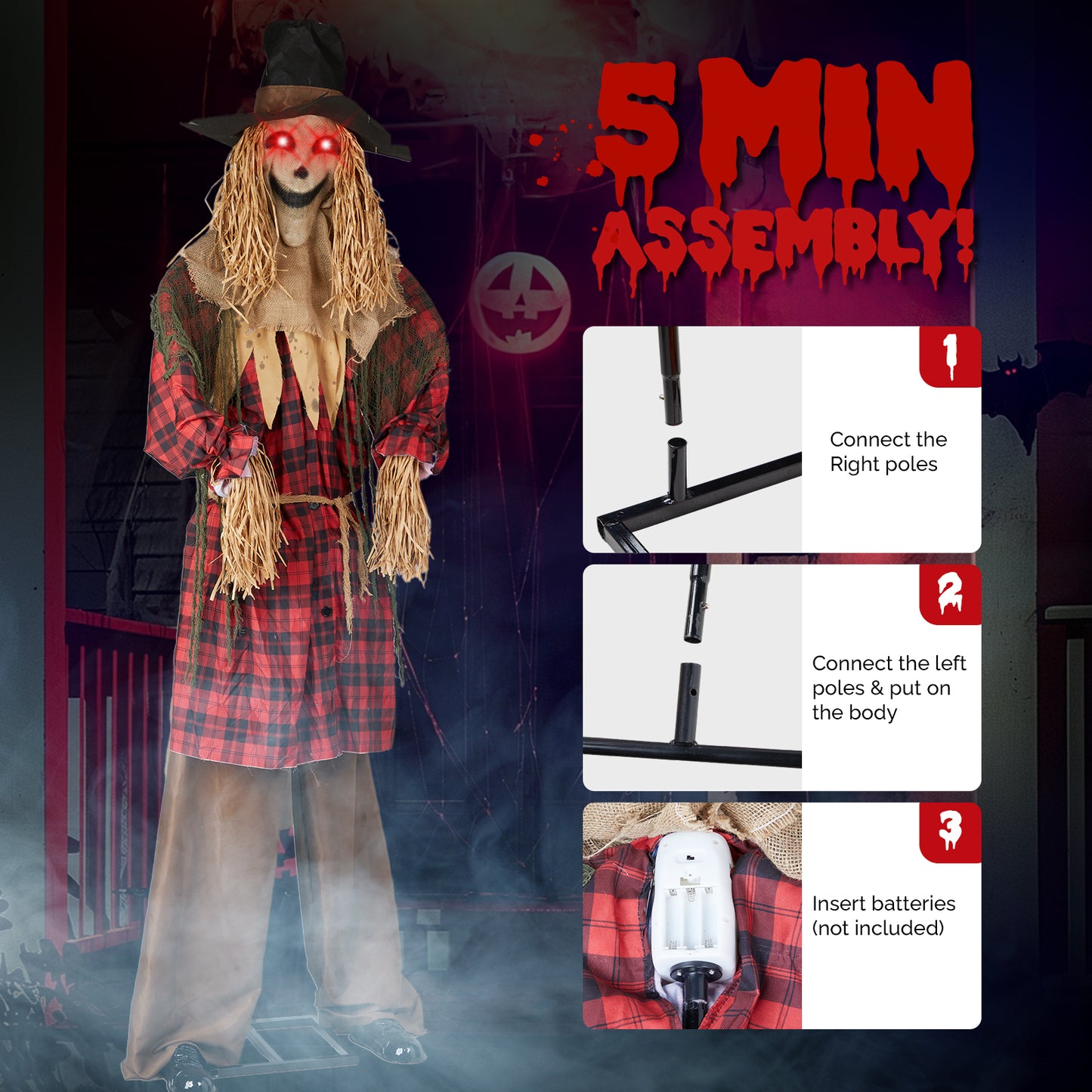 8.2ft Scarecrow Outdoor Halloween Decorations