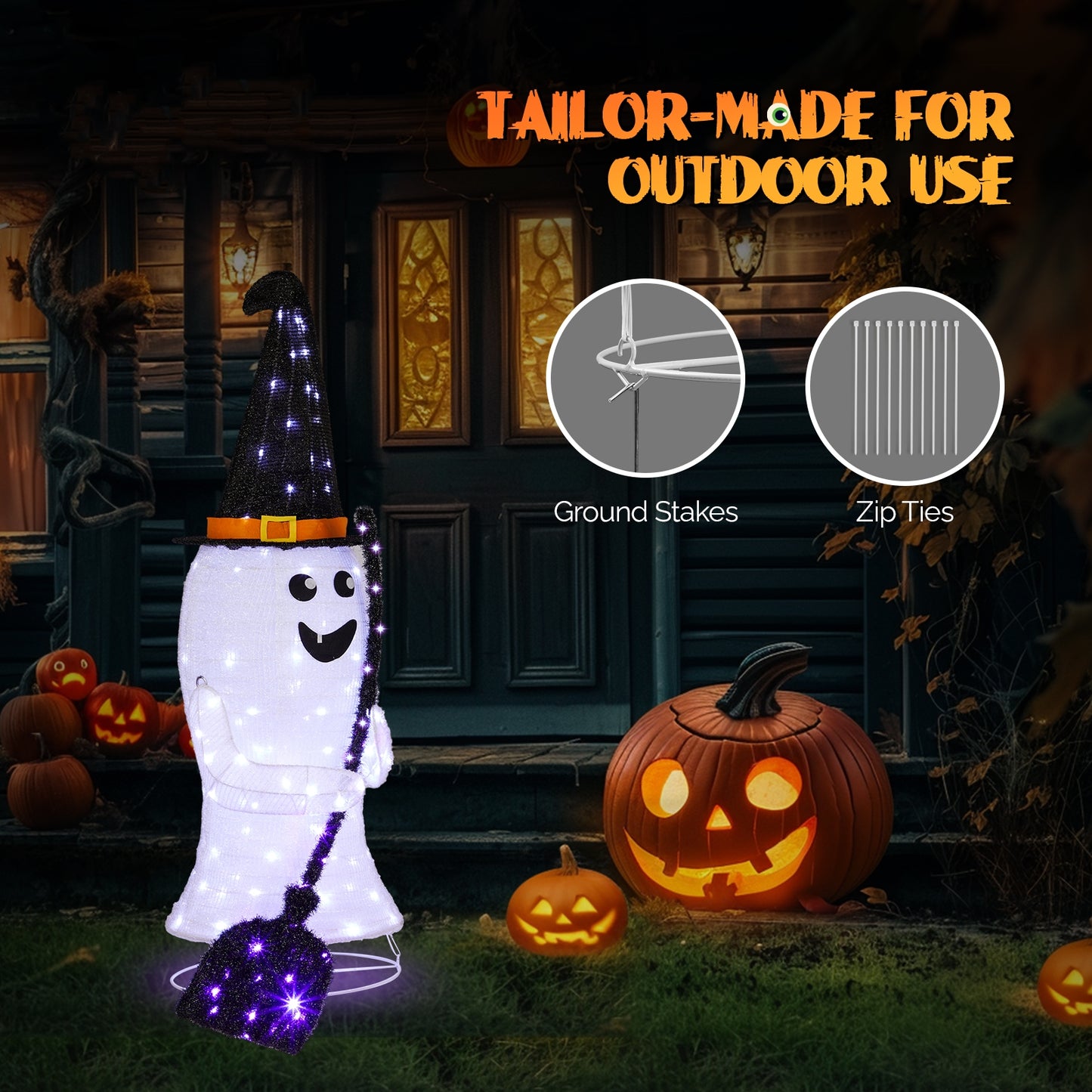 4ft  Ghost 100LED Lighted Outdoor Halloween Decorations