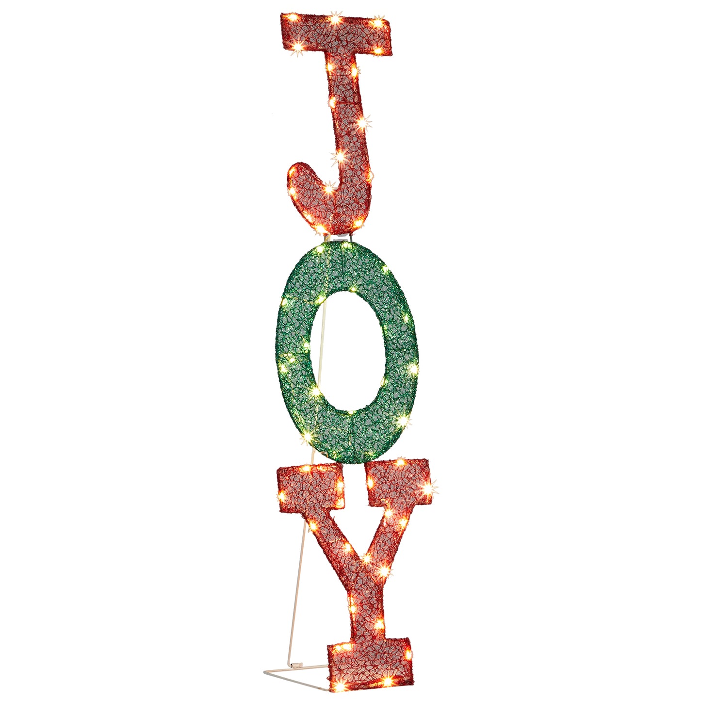 Lighted JOY Letter Sign Christmas Yard Decorations, Pre-lit 2D Letter Display with 45 LED Warm White Lights and Stakes for Xmas Outdoor Holiday Indoor Decor Lighted Holiday Displays