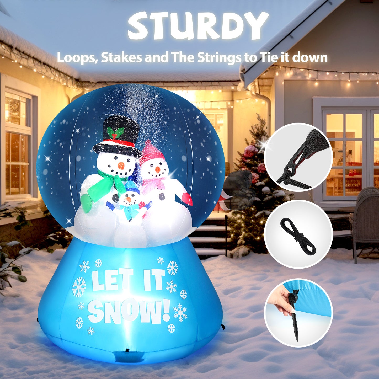 5.9 FT Lighted Christmas Inflatable Decoration, Large Inflatable Snow Globe with Snowman Family, Funny Blow Up Yard Decorations with Built-in LED Lights for Holiday Party Front Yard Lawn Garden Decor