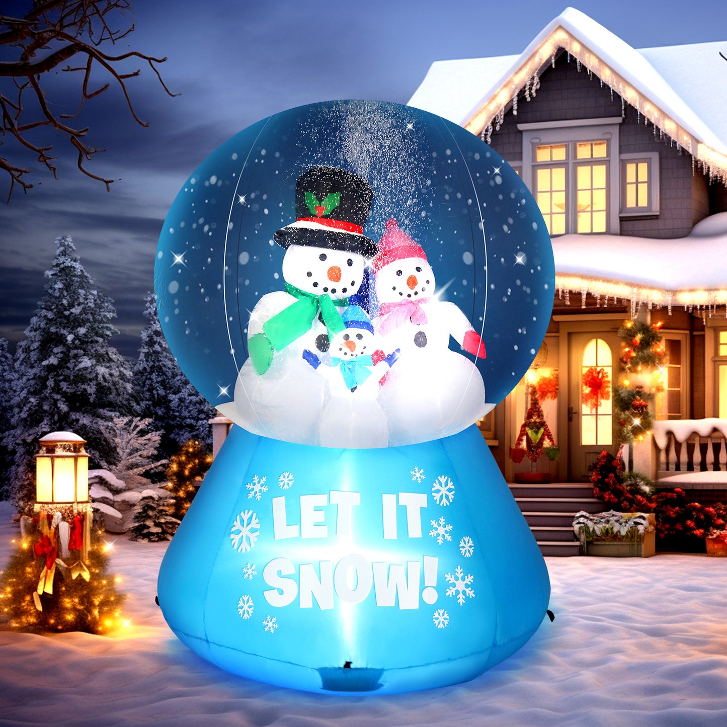 5.9 FT Lighted Christmas Inflatable Decoration, Large Inflatable Snow Globe with Snowman Family, Funny Blow Up Yard Decorations with Built-in LED Lights for Holiday Party Front Yard Lawn Garden Decor