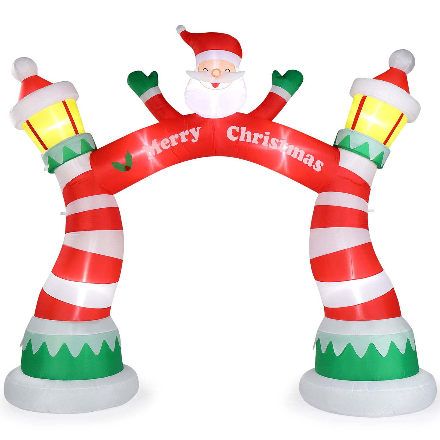 8.9 FT Lighted Christmas Inflatable Archway, Inflatable Santa Claus Christmas Arch, Blow Up Yard Decorations with Built-in LED Lights for Holiday Party Front Yard Lawn Garden Decor