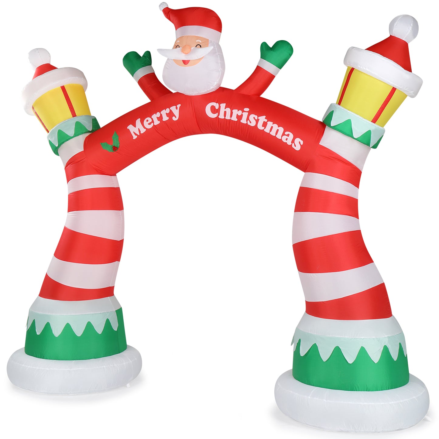 8.9 FT Lighted Christmas Inflatable Archway, Inflatable Santa Claus Christmas Arch, Blow Up Yard Decorations with Built-in LED Lights for Holiday Party Front Yard Lawn Garden Decor