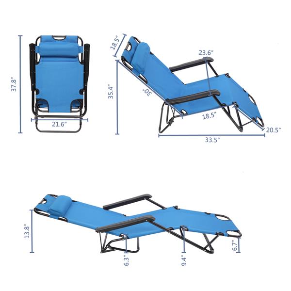 RHC-202 Portable Dual Purposes Extendable Folding Reclining Chair Blue